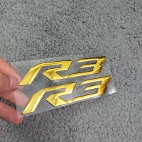 ♦❏❅ 3D Gold R3 Motorcycle Sticker Logo Tank Decal For Yamaha Yzf