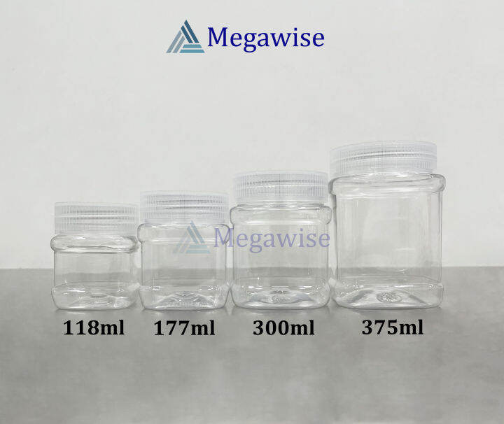 Honey Jar Clear Cap (Square Plastic Jar, Food Grade Quality) Lazada PH