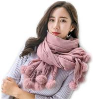 [Fine Jewelry] YIMEI001 200X70ซม. ใหม่ฤดูหนาวผ้าพันคอแคชเมียร์หนาผ้าพันคอกระต่าย FurShawl Wrap ผู้หญิงขนสัตว์พู่ Hijab