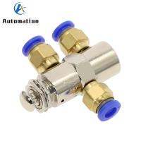 Cylinder Pneumatic Mechanical Valve 2 Position 5 Way Air Exhaust Valve M5 Thread Push button Switch TV-4P w Fiittings