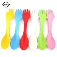 6pcs 3 In 1 Utensils Plastic Spork Combo Cutlery Tableware Spoon Fork Cutter Travel Camping Hiking Picnic Travelling Gadget Flatware Sets