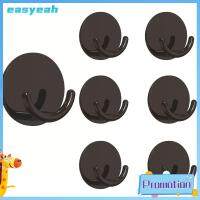 EASYEAH 6 Pcs เอบีเอสเอบีเอส ตะขอติดผนัง สีดำสีดำ ทนทานสำหรับงานหนัก ตะขอเล็กๆ ง่ายต่อการใช้ ไม่มีดอกสว่าน สติกเกอร์ติดผนังสำหรับแขวน ห้องน้ำในห้องน้ำ