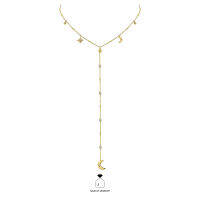 Haus of Jewelry - SELENE LONG LARIAT สร้อยคอ เงินแท้ ประดับเพชรคิวบิกเซอร์โคเนีย (Cubic Zirconia)