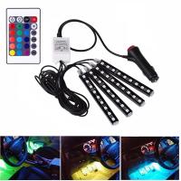 [ANYA Auto Parts] 4Pcs รถ RGB ไฟ LED Strip รถ Auto ตกแต่งแถบสี LED แบบยืดหยุ่นบรรยากาศโคมไฟชุดไฟตัดหมอกพร้อมรีโมท