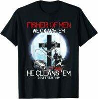 JHPKJFisher Of Men We Catch Em He Clean Em Matthew 4:19 T-Shirt 100% Cotton Casual T-shirts Loose Top Size S-3XL 4XL 5XL 6XL