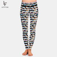 LETSFIND 2022 New Women Elasticity Leggings High Quality 3D Stripes and Feathers Print Leggins Fitness Slim Pants Plus Size