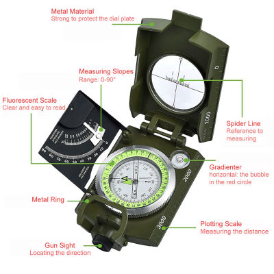 Eyeskey Mulitifunctional Outdoor Survival Military Compass Camping Waterproof Geological Compass Digital Navigation Equipment