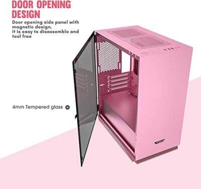 (DLM22-PI) Case (เคสคอมพิวเตอร์) DarkFlash (M-ATX, ITX) with Out Fan ด้านข้างกระจกเทมเปอร์ (สี Pink) -ของแท้