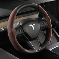 Hot Tesla พวงมาลัยฝาครอบรุ่น3 Y Suede คาร์บอนไฟเบอร์ Ultra-Thin ดูดซับเหงื่อพิเศษพวงมาลัย2023รถยนต์อุปกรณ์เสริม