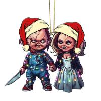 Chucky Doll and Chucky Action Figure with Santa Hat Creative Christmas Ghost Charm Chucky Home Decoration Accessory Room Decor best service