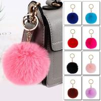 8cm Fluffy Fur Pom Pom Keychain Soft Faux Rabbit Fur Ball Car Keyring Pompom Key Chains Key Holder Bag Pendant Jewelry Gifts Key Chains