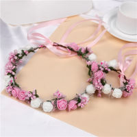 Hot Women Bezel Flowers on Head Girls Flower Crown Wreath Wedding Bridal Hair Accessories Foam Rose Floral Headband Wrist Flower