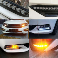 ไฟวิ่งกลางวัน LED DRL Dynamic Streamer Flow Day Light White Driving AmberYellow Turn Signal Warning Steering Fog Lamp