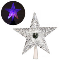 Christmas Tree Top Star Shiny Xmas Decor โปร่งใส LED Luminous Treetop Stars Christmas Party เทศกาล Ornament