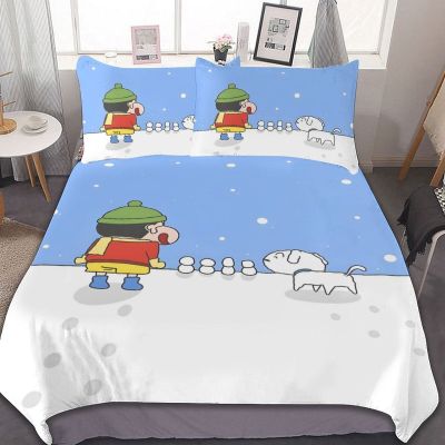 2เครยอนชินจังอะนิเมะปลอกผ้านวมชุดผ้าคลุมเตียง Comforter ปลอกหมอน Bedclothes เด็กเด็กเด็กผู้ชายชุดเตียงห้องนอน