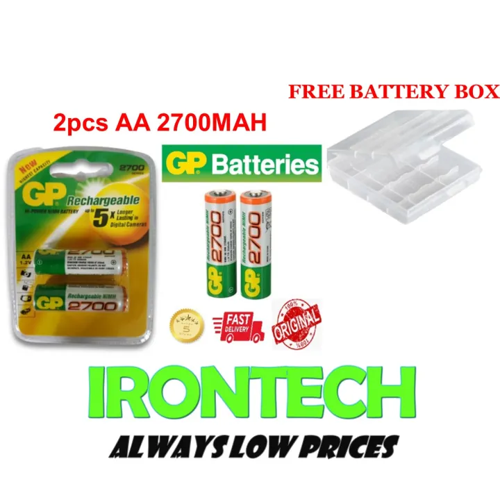2 pc 2700 AA GP 1.2V Rechargeable Battery Universal Lazada