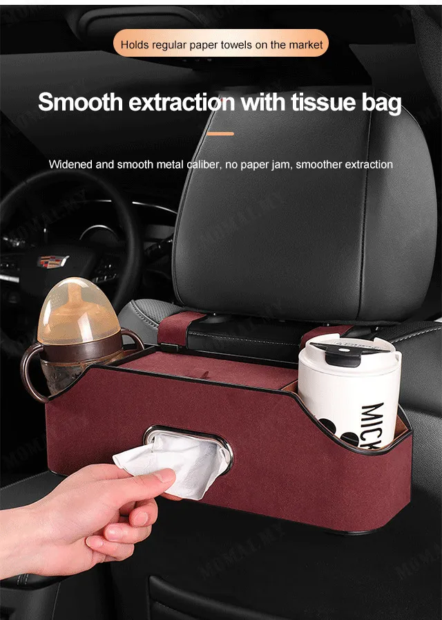 Car Back Seat Organizer With 2 Drink Cup Holder, Vehicle Multifunctional Storage  Box, Car Tissue Box Partition Design