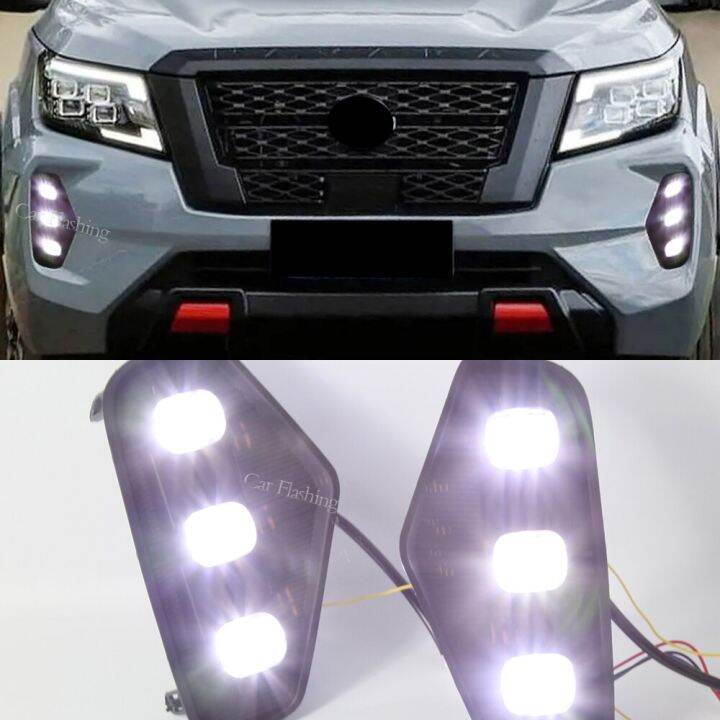 1 Set LED DRL Fog Lights Fog Light Fog Lamp Cover Daytime Running Light Turn Signal For Nissan