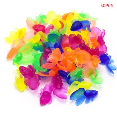 50Pcs/bag Kids Toy PVC Plastic Simulation Small Goldfish Lifelike Gold Fish Model for Children Bath Beach Toys