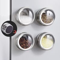 hotx【DT】 Magnetic Spice Jar Sealed barbecue storage box powder stainless steel Wall-mounted seasoning tank set with stickers 70ML