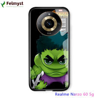 สำหรับ Realme 11 5G Realme Narzo 60 5G การ์ตูนสำหรับเด็กผู้หญิง Marvel เคสโทรศัพท์สำหรับเด็กผู้ชายซูเปอร์ฮีโร่สำหรับผู้ชายเคส Ironman Spiderman ปลอกเคสกระจกนิรภัยมันวาว