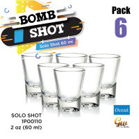 แก้วเป๊ก แก้วโอเชี่ยน Shot Glass Bomb Shot แก้วชอร์ท แก้วบอม Pack 6 ใบ Ocean Glass Solo Shot 2 OZ. (60 ml.) P00110