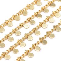 1m 3.28 Feet Handmade Brass Curb Chains with Flat Round Charms Soldered Long-Lasting Plated Real 18K Gold Plated,3x2x1mm