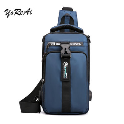 Large Capacity Men Anti Theft Chest Bag Shoulder Bags USB Charging Streetwear Crossbody Bag School Short Trip Messengers Bags