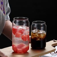 Creative Can Shape Tea Juice Milk Glass Cup Coffee Mug Wine Glass Drink Cup High Borosilicate Glass Drinkware Durable Cups  Mugs Saucers