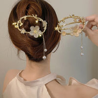 Unique Pearl ดอกไม้พู่จี้ Hairpin สำหรับหญิงสาวแฟชั่น Rhinestones Zircon คลิปผมโลหะหัวเข็มขัด Headdress อุปกรณ์เสริม