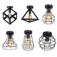 Zhaoke Vintage Iron Black Ceiling Light LED Industrial Modern Ceiling Lamp Nordic Lighting Cage Fixture Home Living Room Decor