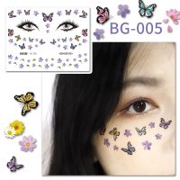 Strawberry Flower Butterfly Waterproof Face Stickers Women 39;s Temporary Tattoo Sticker Forehead Eyes Face Stickers Music Festival