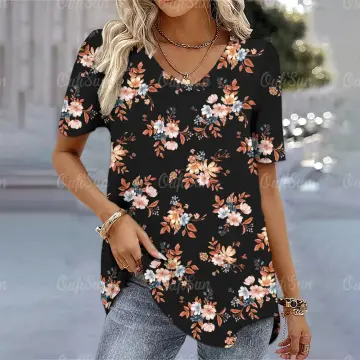 Sunflower Pattern Crew Neck T-shirt, Casual Loose Short Sleeve Fashion  Summer T-Shirts Tops, Women's Clothing