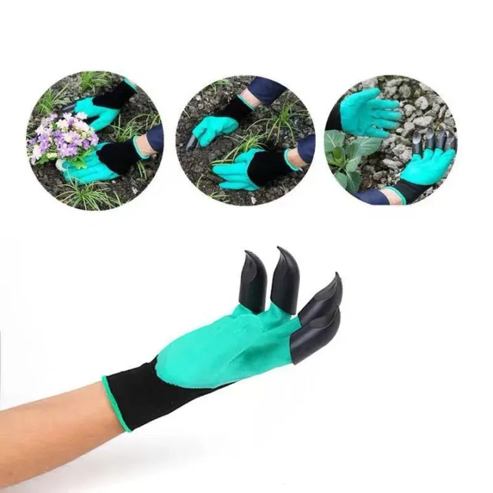 Garden Gloves With Two Hands Fingertips Claws Quick Easy To Dig And