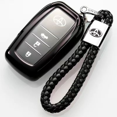 YCHIC หุ้มกุญแจรถโตโยต้าโคโรล่า,ที่ใส่กุญแจ,พวงกุญแจโลหะอัลลอยด์ TPU + ชิ้น,เคสใส่กุญแจ,Keyfob สำหรับ Toyota Corolla Dual Engine +/2018 Highlander /Ralink/crown