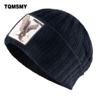 TQMSMY Skullies Beanies ผู้ชายหมวกถักฤดูหนาวกับแผ่นติดเสื้อรูปนกอินทรีถัก Streetwear ฮิปฮอป Gorras ผู้หญิงหมวกหมวกคลุมผมอุ่น TBY