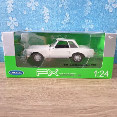 โมเดลรถเหล็ก WELLY 1963 Mercedes-Benz 230 SL _ FX MODELS 1:24 เปิดประประตูและฝากระโปรงหน้าได้ รถสะสม