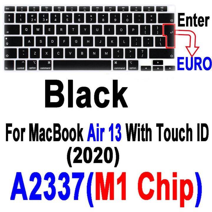 euro-english-version-laptop-keyboard-film-for-macbook-air-pro-12-13-15-16-a2338-a2337-transparent-black-silicone-keyboard-cover-keyboard-accessories