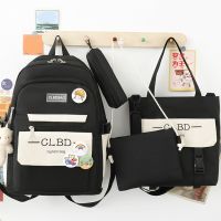 4Pcs Harajuku Women Laptop Backpack Nylon School Bags for Teenage Girls Kawaii College Student School Bag Rucksack