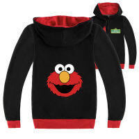 Sesame Street ฤดูใบไม้ผลิฤดูใบไม้ร่วงซิปเสื้อคลุมด้วยผ้าเสื้อผ้าเด็กเด็กแขนยาวเด็กซิปแจ็คเก็ตคลุมด้วยผ้าสาวผ้าฝ้าย + โพลีเอสเตอร์คาร์ดิแกนเกาหลี