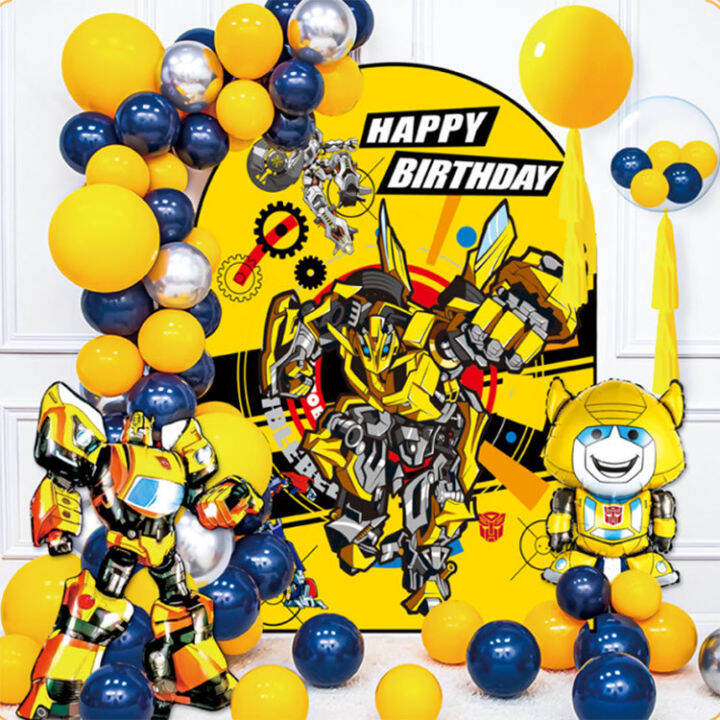 Fast shipping Bumblebee Transformers theme birthday party background ...