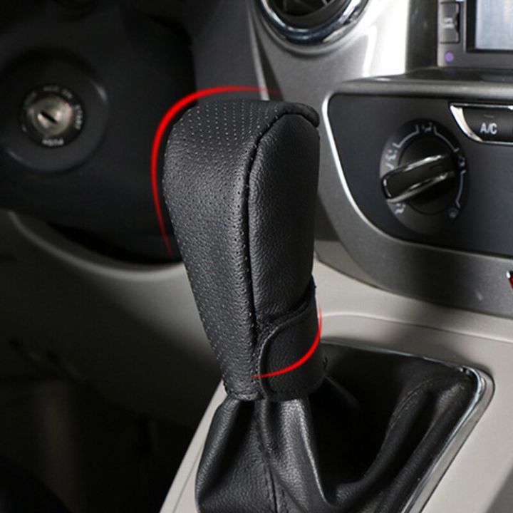 Car Gear Shift Cover Leather Shift Lever Cover Gearbox Shifter Knob