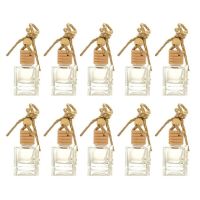 10Pcs Car Hanging Glass Bottle Empty Perfume Aromatherapy Dispenser Refillable Essential Oils Diffuser Air Fresher Fragrance