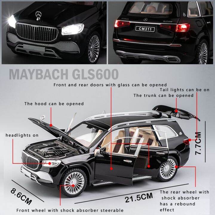 new-1-24-benz-maybach-gls600-alloy-model-car-childrens-toy-car-gift-ornaments-simulation-suv-car-model-boyfriend-collection