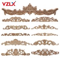 VZLX Floral Wood Carved Corner Applique Vintage Wooden Carving Decal For Furniture Cabinet Door Frame Wall Home Decor Crafts