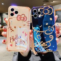 เคสเคสโทรศัพท์ติดเพชรลาย Hello Kitty สีฟ้าสุดน่ารัก,สำหรับ iPhone 14 Pro Max 14 Plus เคสสำหรับ Apple 13 Pro Max ฝาครอบสำหรับ iPhone 12 Pro Max เคสนิ่มลายการ์ตูนพิเศษสุดน่ารักสนุกน่ารักสำหรับ iPhone 11 XR XS X 8 7บวกปก