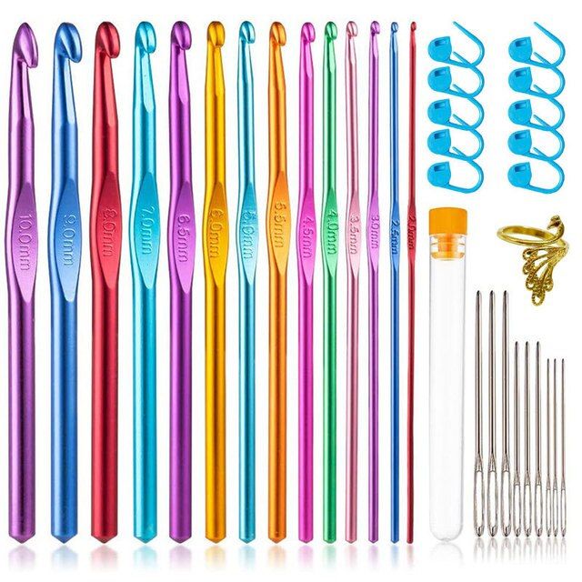 SKC Crochet Hook 1.5~6.0mm TPR Soft Handle Aluminum Hook Smooth Needles  Hand Weave Tool DIY Sewing Accessories