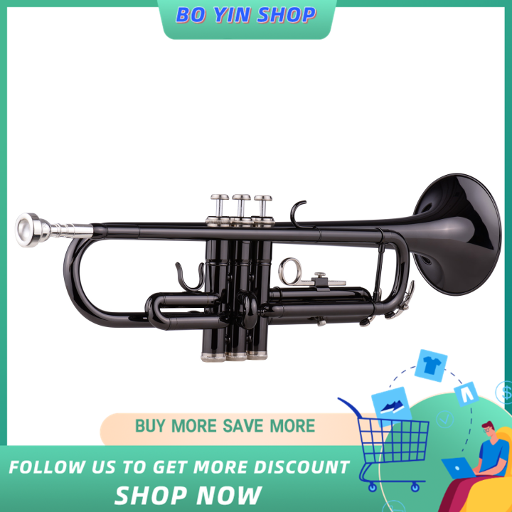 Muslady Brass Plated Black Bb Trumpet Set for Beginner Student with