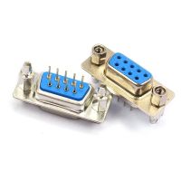 10Pcs DP9 9 Pin ชาย/หญิงสีฟ้าตรง Pin DB9 D-Sub PCB Mount RS232 Serial Port Connector COM พอร์ตซ็อกเก็ตสกรู