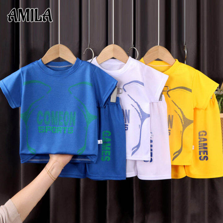 amila-เสื้อผ้าบาสเกตบอลสำหรับเด็ก-ชุดเสื้อผ้าสำหรับเด็กผู้ชายและเด็กผู้หญิงชุดผ้าตาข่ายแห้งเร็วขนาดกลางและใหญ่เสื้อผ้ากีฬาเด็กแขนสั้น